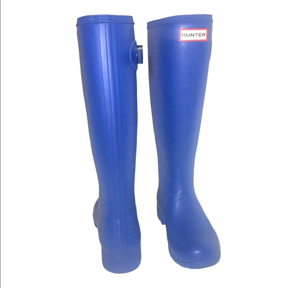 Hunter Blue Tall High Rain Boots - Picture 6 of 14